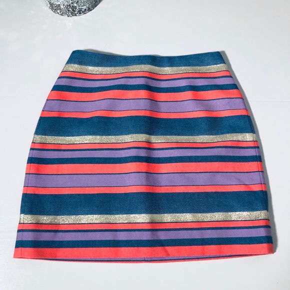 J. Crew Metallic Stripe Mini Skirt - Picture 1 of 6